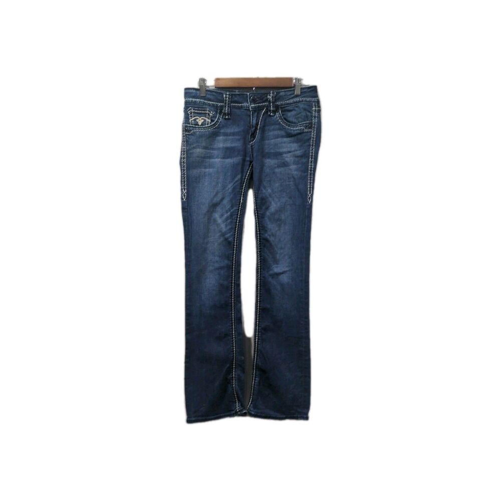 Rock Revival Womens Eugenia Bootcut Jeans Size 29 Dark Wash Rodeo Stitching
